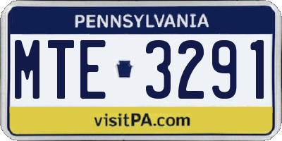 PA license plate MTE3291