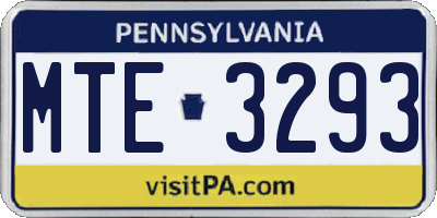 PA license plate MTE3293
