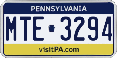 PA license plate MTE3294