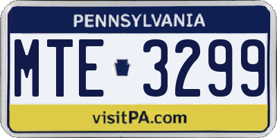PA license plate MTE3299
