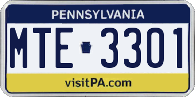 PA license plate MTE3301