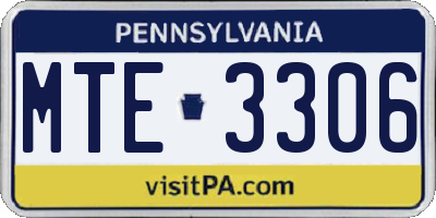 PA license plate MTE3306