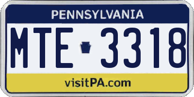 PA license plate MTE3318