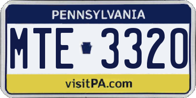 PA license plate MTE3320