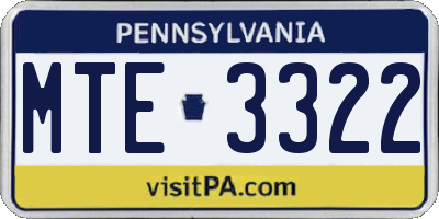 PA license plate MTE3322
