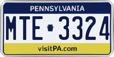PA license plate MTE3324