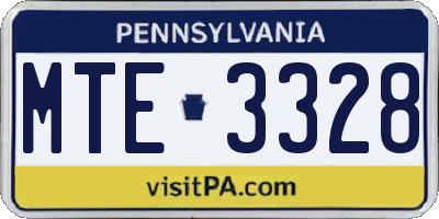 PA license plate MTE3328