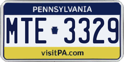 PA license plate MTE3329