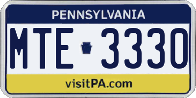 PA license plate MTE3330