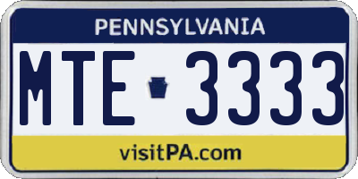 PA license plate MTE3333