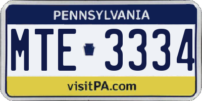 PA license plate MTE3334