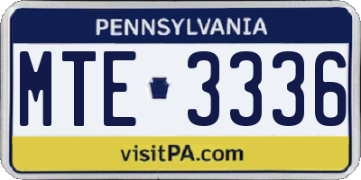 PA license plate MTE3336