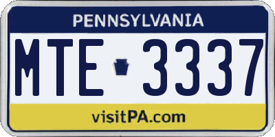 PA license plate MTE3337
