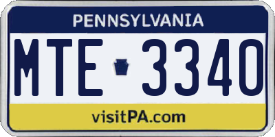 PA license plate MTE3340