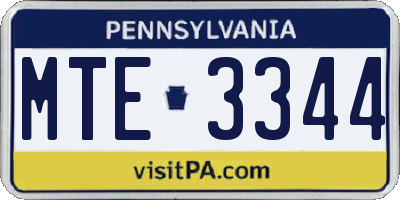 PA license plate MTE3344