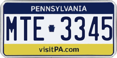 PA license plate MTE3345