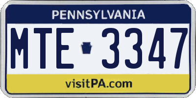 PA license plate MTE3347
