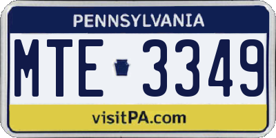 PA license plate MTE3349