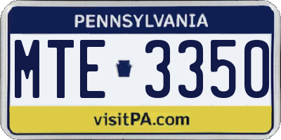 PA license plate MTE3350
