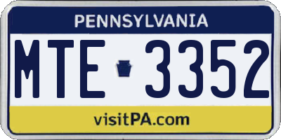 PA license plate MTE3352