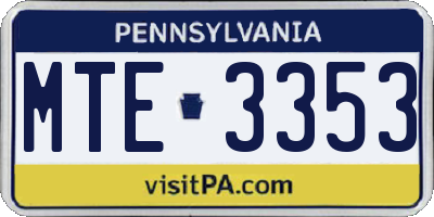 PA license plate MTE3353