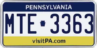 PA license plate MTE3363