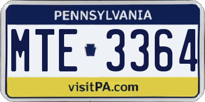 PA license plate MTE3364