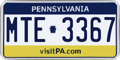 PA license plate MTE3367