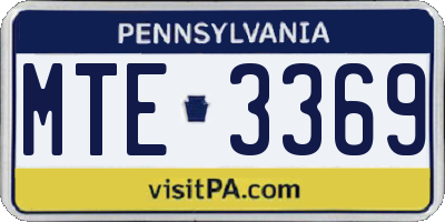 PA license plate MTE3369