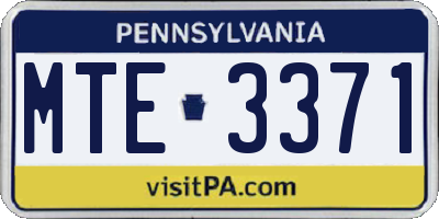 PA license plate MTE3371