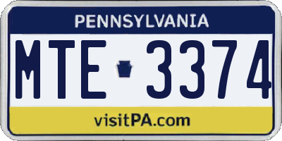 PA license plate MTE3374