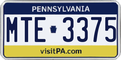 PA license plate MTE3375