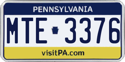 PA license plate MTE3376