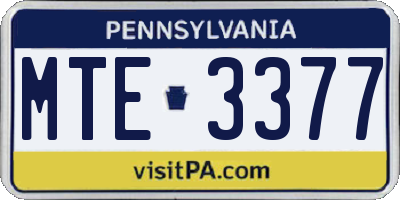 PA license plate MTE3377