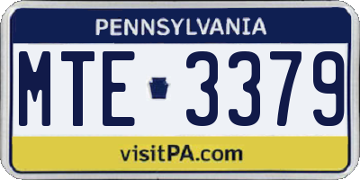 PA license plate MTE3379