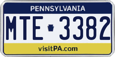 PA license plate MTE3382