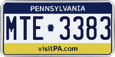 PA license plate MTE3383