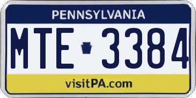 PA license plate MTE3384