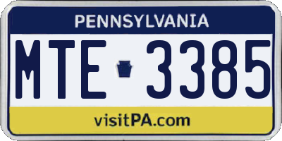 PA license plate MTE3385