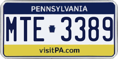 PA license plate MTE3389