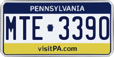 PA license plate MTE3390