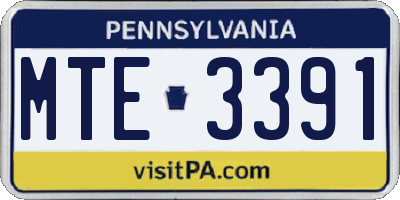 PA license plate MTE3391
