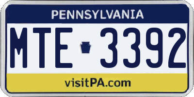 PA license plate MTE3392
