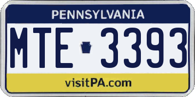 PA license plate MTE3393