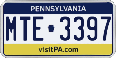 PA license plate MTE3397