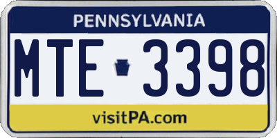 PA license plate MTE3398