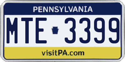PA license plate MTE3399