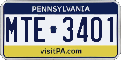 PA license plate MTE3401