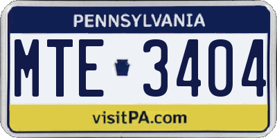 PA license plate MTE3404