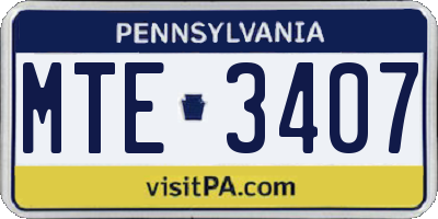 PA license plate MTE3407